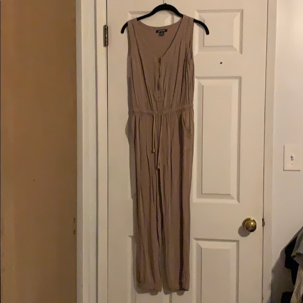 Tan Casual Jumpsuit, Sz Medium, with Pockets